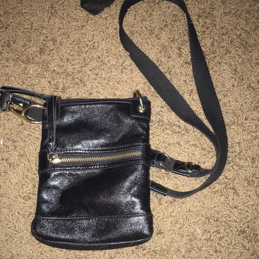 Black leather crossbody purse